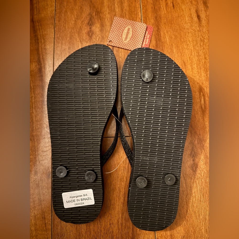 Havianas Slim Sparkle Flip Flop Black Size 6 (Women) - Picture 2 of 6
